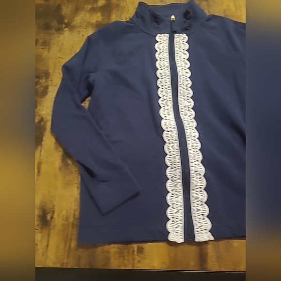 Lilly Pulitzer Girls Size XL (12-14) Blue Jacket Lace Accents - Picture 6 of 10